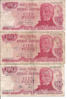 ARGENTINE 100 PESOS ND1971-73 VG+ P 291 ( 3 Billets ) - Argentinien