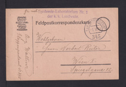 1916 - Feldpoststempel "Epidemie-Laboratorium Nr. 1.."  - Feldpostkarte - Malattie