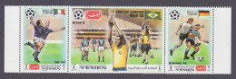 1970 Yemen Kingdom 1150-1152strip 1970 FIFA World Cup In Mexico - 1970 – Mexico