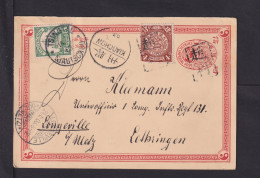 1903 - 1 C. Ganzsache Mit 4 C. Zufrankiert - Chinesischer Rahmenstempel Via Kiautchow Und Deutsche Post Nach Lothringen - Covers & Documents