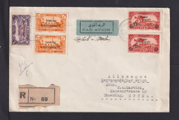 ALEXANDRETTE - 1938 - Überdrucke Auf Luftpost-Einschreibbrief Nach Gotha - 1934-39 Sandschak Alexandrette & Hatay