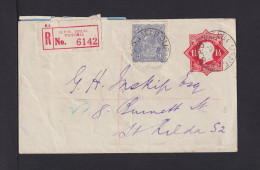 1928 - 1 1/2 P. Ganzsache Mit 3 P. Zufrankiert Als Einschreiben Ab Melbourne Nach St. Kilda - Brieven En Documenten