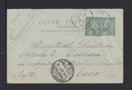 1910 - 5 C. GANZSACHENAUSSCHNITT Auf 5 C. Ganzsache Ab SOUSSE Nach Cairo - Bahnpost-Stempel - Lettres & Documents