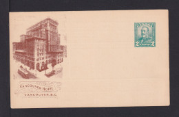 1930 - 2 C. Bild-Ganzsache "Vancouver Hotel" - Ungebraucht - Covers & Documents