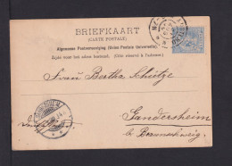 1899 - 5 C. Mit Perfin "K" Auf Karte Ab Amsterdam Nach Gandersheim - Cartas & Documentos