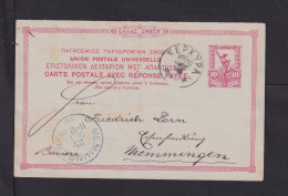 10 L. Frage-Ganzsache (P 19F) Ab CORFU Nach Memmingen - Covers & Documents