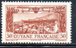 FRENCH GUIANA GUYANE FRANCAISE GUYANA FRANCESE 1933 POSTE AERIENNE AIR POST MAIL AIRMAIL CAYENNE 50c MNH - Neufs