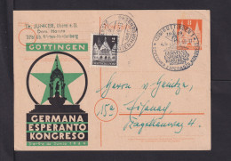 1949 - 8 Pf. Ganzsache Zum Esperanto-Kongress Mit Zufrankatur Und Sonderstempel Ab Göttingen - Lettres & Documents