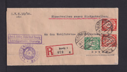 1923 - Portofreier Dienst-Einschreibbrief Gegen Rückschein Ab Danzig Nach Borna - NUR RS-GEBÜHR - Lettres & Documents