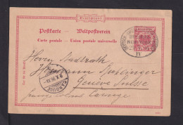 1896 - 10 Pf. Ganzsache Nach Geneve - Schiffspoststempel Bremen/New York IV - Maritime