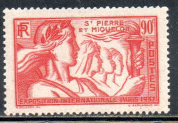 ST. SAINT PIERRE AND ET MIQUELON 1937 PARIS INTERNATIONAL EXPOSITION ISSUE 90c MLH - Ongebruikt