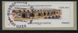 ATM, LISA2,  EC 0.59€, Oblitéré1er Jour, 25/26 Oct.2014, MARCOPHILEX XXXVIII  à UZES, Pont De Gard - 2010-... Illustrated Franking Labels