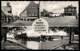 ÄLTERE POSTKARTE AUS DORSTEN GRÜSSE ICH BAHNHOF BUS LIPPESTRASSE LIPPE-SEITEN-KANAL LIPPEBRÜCKE Ansichtskarte Postcard - Dorsten