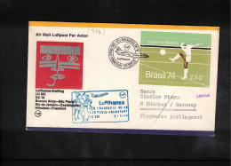 Brazil 1974 World Football Cup Germany - Lufthansa Flight Sao-Paulo - Frankfurt Interesting Postcard - 1974 – West-Duitsland