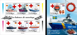 Niger 2023, Rescue Boats, Red Cross, 6val In BF+BF - Níger (1960-...)