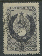 Soviet Union:Russia:USSR:Used Stamp Estonian Coat Of Arm, 1947 - Sellos