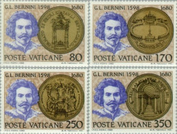 Vaticano  Nº 694/97   1980  300º Aniv. Muerte De G. L. Bernini Obras Sobre Med - Autres & Non Classés