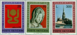 Vaticano - 552/54 - 1973 40º Congreso Eucarístico Inter. Emblema Catedral Virg - Autres & Non Classés