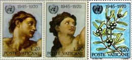 REL/S Vaticano  Nº 510/12  1970  25º Aniv. De La ONU Obras De Miguel Angel Luj - Autres & Non Classés