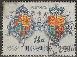 BERMUDA 1959 350th Anniversary Of Settlement - 11/2d Arms Of King James I And Queen Elizabeth II FU - Bermudes