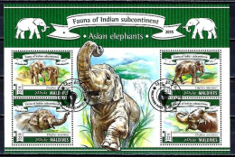 Animaux Eléphants Maldives 2015 (316) Yvert N° 4709 à 4712 Oblitérés Used - Elefantes