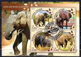 Animaux Eléphants Sierra Leone 2016 (318) Yvert N° 5653 à 5656 Oblitérés Used - Eléphants