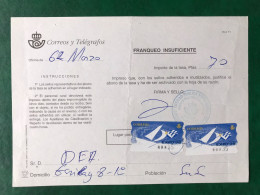 España Spain 1998, 2 ATMs EXPO LISBOA 98, DOCUMENTO POSTAL FRANQUEO INSUFICIENTE 70 PTS, EPELSA, RARO!!! - Timbres De Distributeurs [ATM]