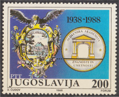 Yugoslavia 2185 1988 50 Años De La Universidad Eslovena De Artes Y Ciencias MN - Altri & Non Classificati