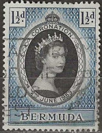BERMUDA 1953 Coronation - 1½d. - Black And Blue AVU - Bermudes