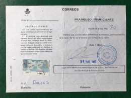 España Spain 1998, ATM NAVIDA 98, DOCUMENTO POSTAL FRANQUEO INSUFICIENTE 70 PTS, EPELSA, RARO!!! - Vignette [ATM]