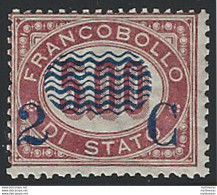 1878 Italia VE II 2C. Su 5 Lire Scuro Servizio Mc MNH Sassone N. 35 - Altri & Non Classificati