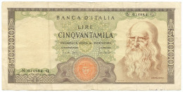 50000 LIRE BANCA D'ITALIA LEONARDO DA VINCI MEDUSA 19/07/1970 BB - Altri & Non Classificati