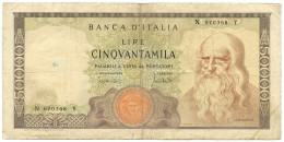50000 LIRE BANCA D'ITALIA LEONARDO DA VINCI MEDUSA 19/07/1970 BB- - Other & Unclassified