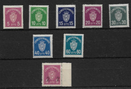 NORUEGA 1926, SERIE COMPLETA SERVICIOS OFICIAL SC 1/7 + VALOR PROVISIONAL 1929 SC 8.   MNH. - Altri & Non Classificati