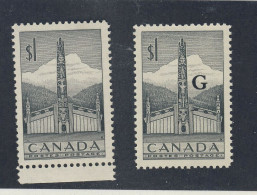 Canada #321-$1.00 And #O32-$1.00 Totem G Overprint Both MNH (mint Never Hinged) - Overprinted