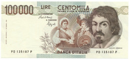 100000 LIRE BANCA D'ITALIA CARAVAGGIO I TIPO LETTERA D 25/01/1990 QFDS - Otros & Sin Clasificación