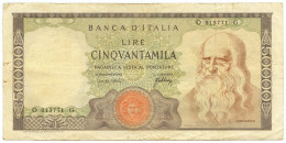 50000 LIRE BANCA D'ITALIA LEONARDO DA VINCI MEDUSA 03/07/1967 BB - Sonstige & Ohne Zuordnung