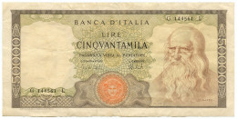 50000 LIRE BANCA D'ITALIA LEONARDO DA VINCI MEDUSA 16/05/1972 BB/BB+ - Other & Unclassified