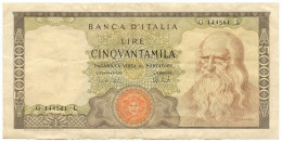 50000 LIRE BANCA D'ITALIA LEONARDO DA VINCI MEDUSA 16/05/1972 BB/BB+ - Sonstige & Ohne Zuordnung