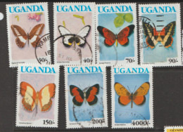 Uganda  1986  Butterflies  Various Values  Fine Used - Uganda (1962-...)