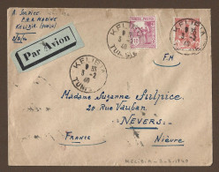 !!! TUNISIE, LETTRE FM PAR AVION DE KELIBIA POUR LA FRANCE, DE 1940 - Luftpost