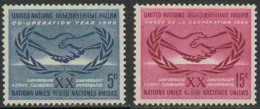 NACIONES UNIDAS NUEVA YORK ANIVERSARIO 1965 Yv 139/40 MNH - UNO