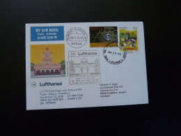 Lettre Premier Vol First Flight Cover Pune India To Frankfurt Airbus A319 Lufthansa 2018 - Covers & Documents