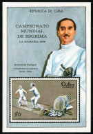 DEP1 Cuba HB 33 1969 Campeonato Mundial De Esgrima Ramon Fonst MNH - Autres & Non Classés