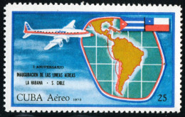 TRA2 Cuba A- 253 1972 I Aniversario Inauguración Lineas Aéreas Chile - Habana  - Sonstige & Ohne Zuordnung