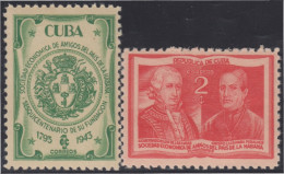 Cuba 285/86 1943 Gobernador Luis De Las Casas Obispo Luis Ma. Peñalver MNH - Autres & Non Classés