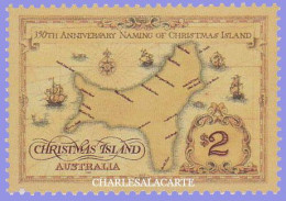 CHRISTMAS ISLAND 1993  ANNIVERSARY ISLAND NAMING  MAP  SG 385  U.M. - Christmaseiland