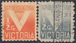 Cuba Beneficencia 6/7 1942/44 Victoria En Beneficio A La Cruz Roja Usados - Otros & Sin Clasificación