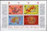 Jahr Des Drachen 1988 Hongkong Block 8 ** 40€ Chinesisches Neujahr Stickerei Drache New Year Bloc Sheet Of HONG KONG - Ungebraucht