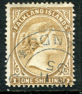1895 Falkland Islands 1s Wmk Crown CA Used - Islas Malvinas